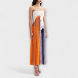 Verão - Vestido Colorblock Elegante com Franjinhas Trendy