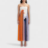 Verão - Vestido Colorblock Elegante com Franjinhas Trendy