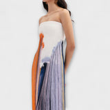 Verão - Vestido Colorblock Elegante com Franjinhas Trendy