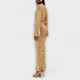 Kathleen - Vestido Maxi de Malha Dourado da Dolly