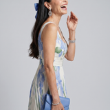 Ophelia | Vestido Midi Sem Mangas com Decote Quadrado e Padrão Floral
