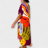 Roos - Vestido Casual com Estampado de Folhas Coloridas