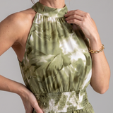Olivia | Vestido Midi com Cintura Ajustada e Estampado Abstrato