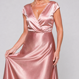 Samouse | Vestido Maxi com Top Envolvente e Mangas Curtas