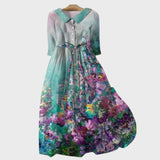 Vestido de Flores com Design em Gradiente