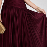 Lemar | Vestido Midi Plissado Sem Mangas com Decote em V