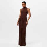 Calista - Elegante vestido maxi com nó em chiffon fluido