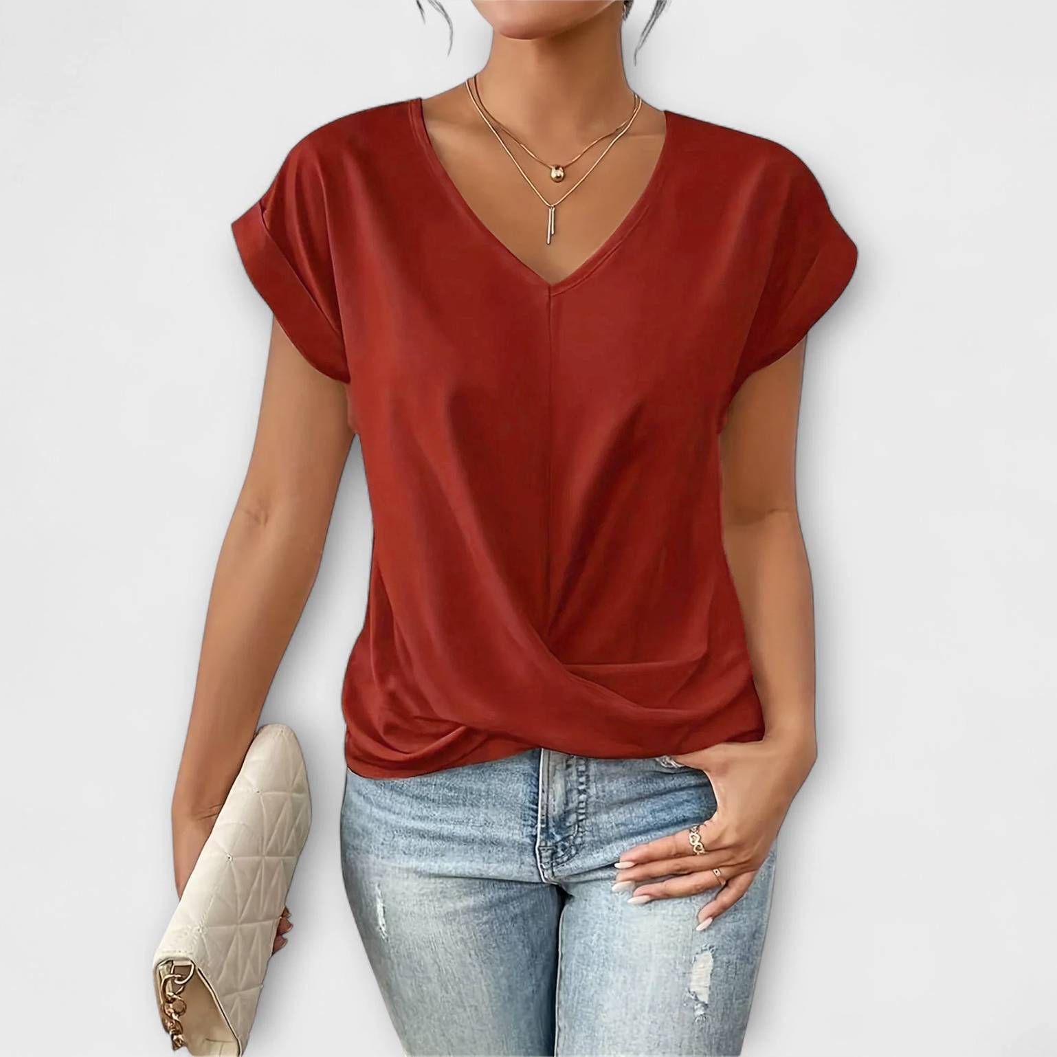 Elsbeth™ | Top com decote em V e drapeado