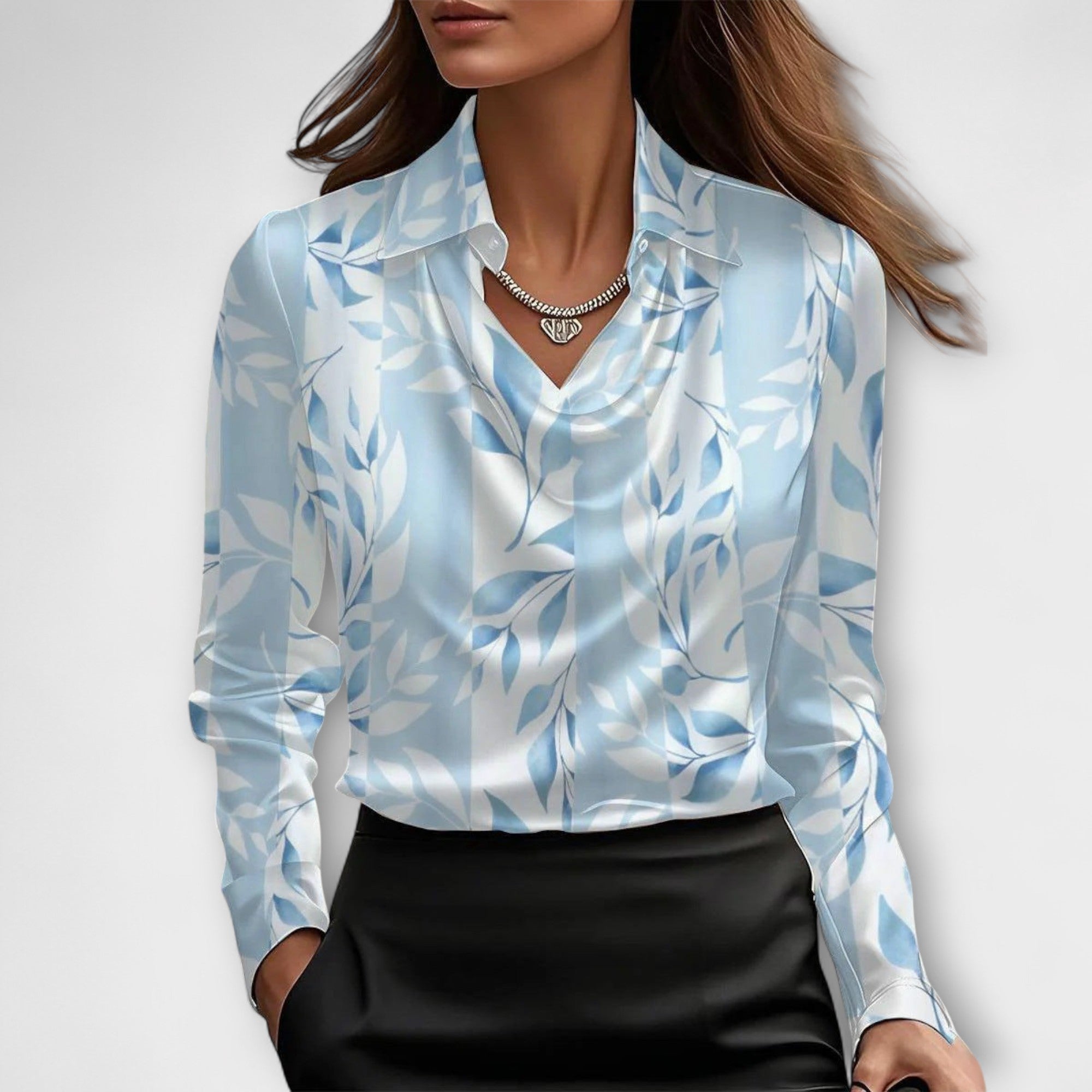 Meli - Blusa Brilhante com Gola Pregueada