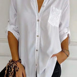 Jasmine | Camiseta Elegante de Decote em V com Lantejoulas Brilhantes para Mulheres
