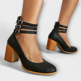 Hannah - Saltos Chunky com Tiras de Tornozelo Casuais