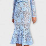 Freya - Elegante vestido midi em renda floral