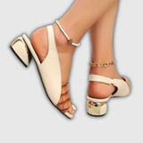 Gloria | Sandália Slingback ortopédica bicolor