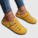 Clara | Mules de camurça com tiras abertas e fivela