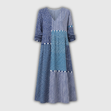 Ulrike | Vestido Maxi em Patchwork de Mistura de Padrões