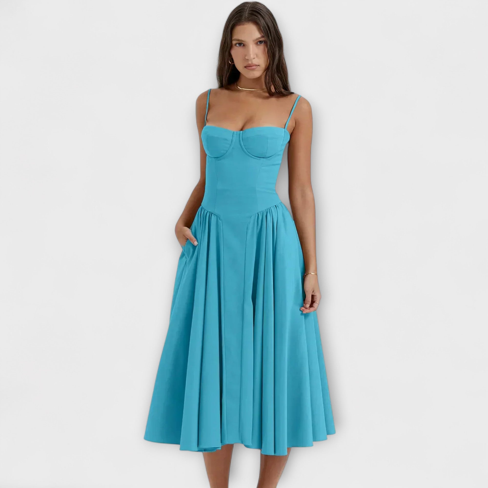 Rosalie - Vestido de corpete sem mangas refinado