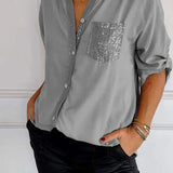 Jasmine | Camiseta Elegante de Decote em V com Lantejoulas Brilhantes para Mulheres