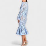 Freya - Elegante vestido midi em renda floral