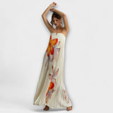 Michelle - Vestido Maxi Sweetheart em Laranja Floral
