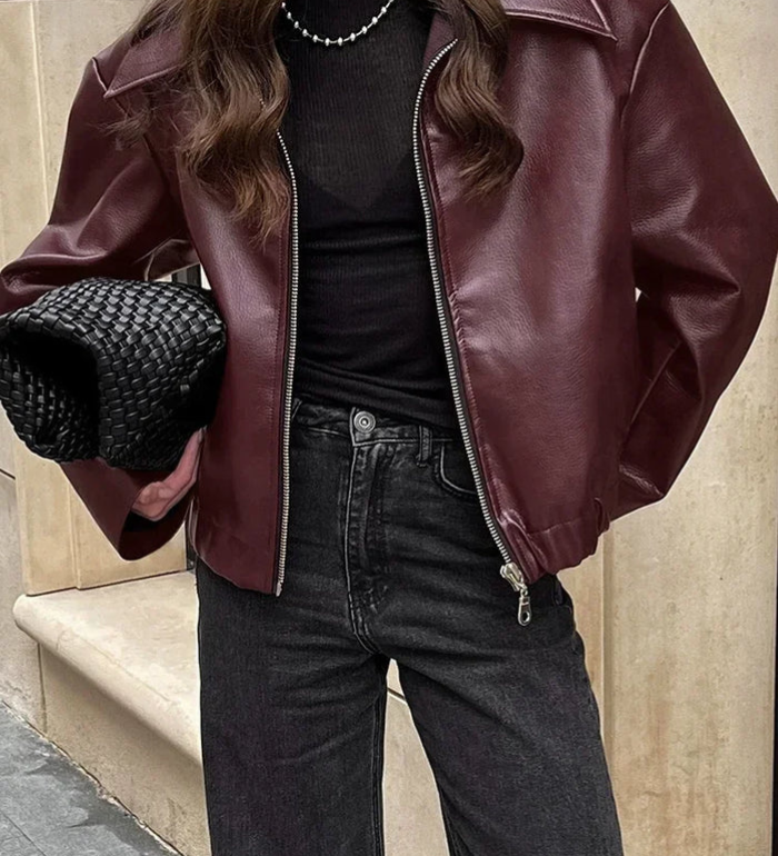 Theresia | Bomberjacke Curta em Bordeaux