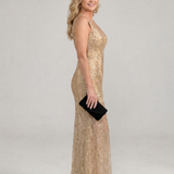 Sirea | Vestido Midi Sem Mangas Transparente com Lantejoulas