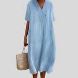 Renate | Vestido Midi de Verão com Decote em V e Corte Solto