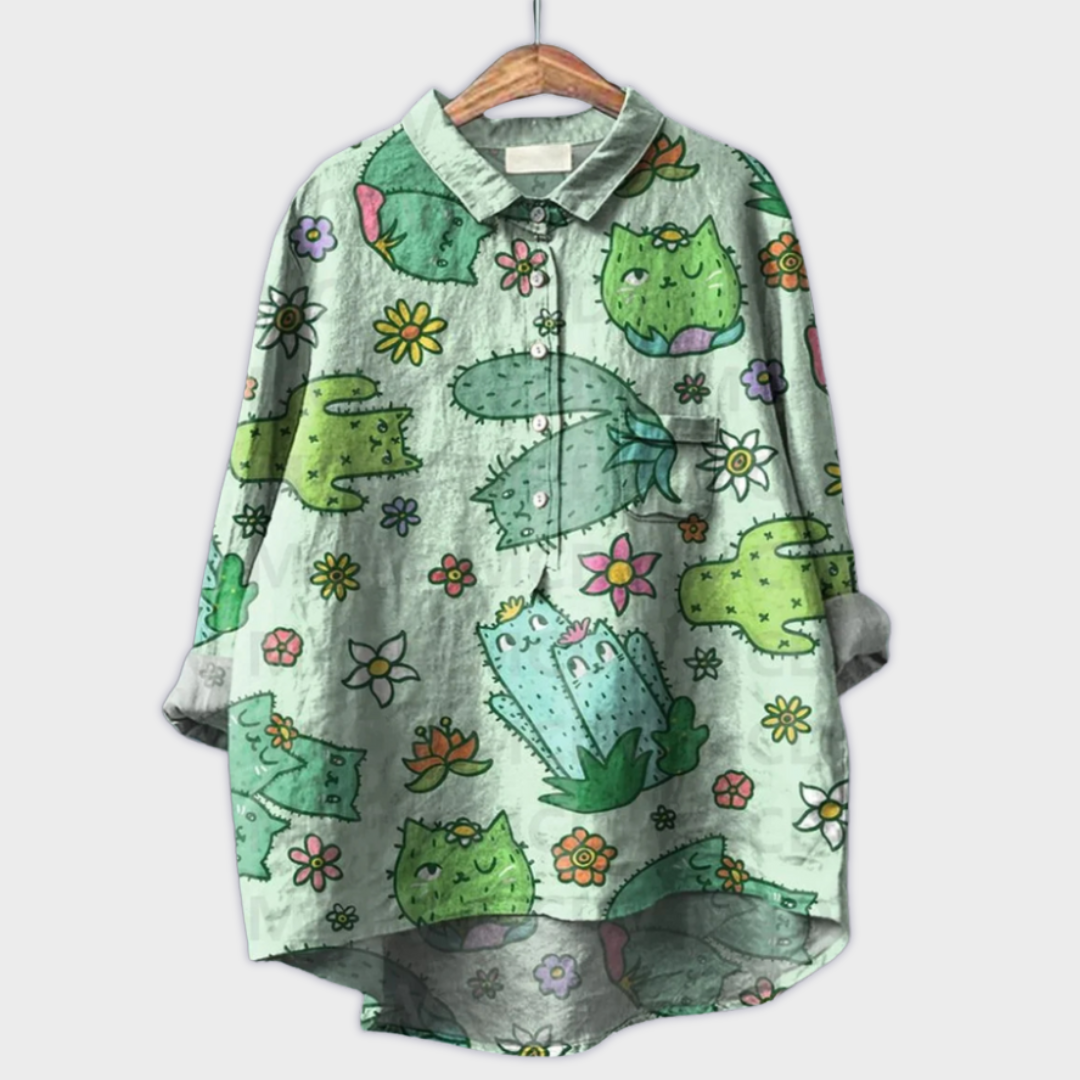 Magdalena - Blusa feminina feita à mão com design floral