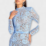 Freya - Elegante vestido midi em renda floral