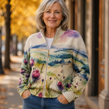Birgit™ | Cardigan com Paisagem em Aquarela