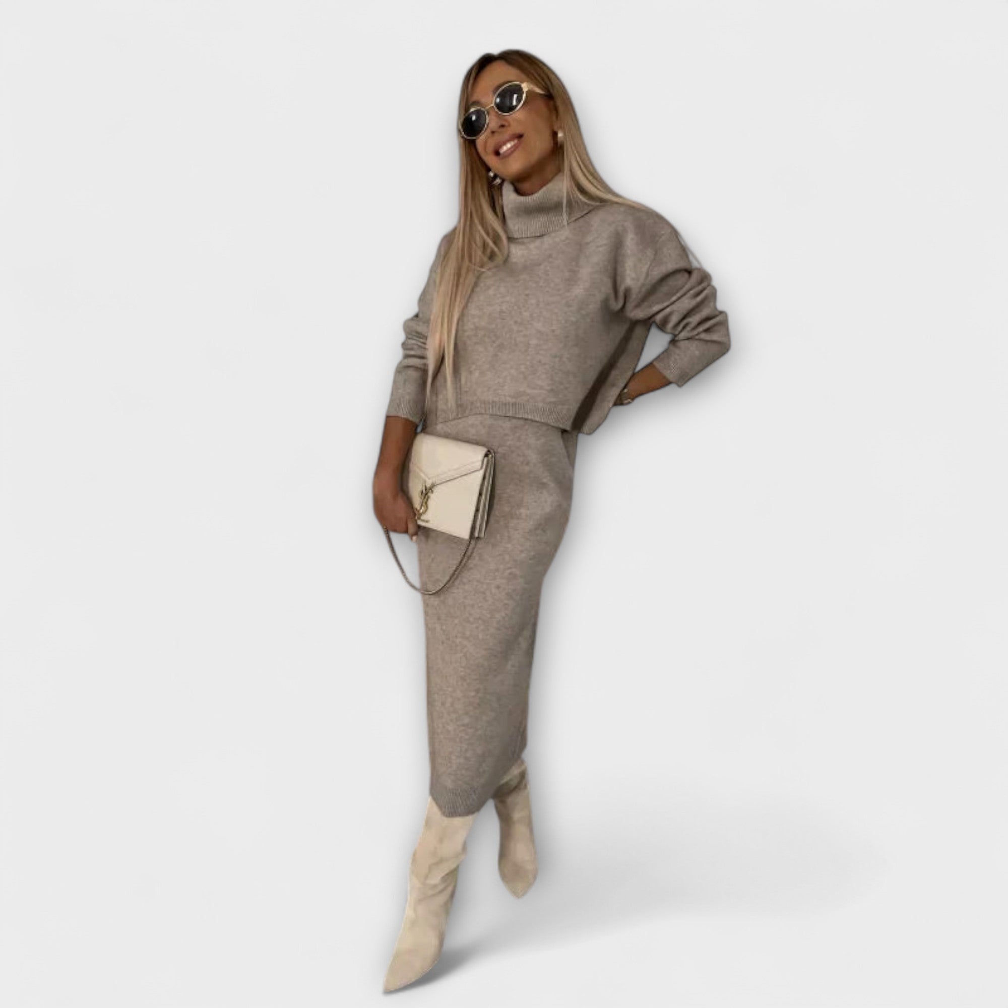 Solange - Vestido com conjunto de gola alta a condizer