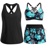 Maren | Conjunto de Tankini-Biquíni e Cover-Up em Três Peças
