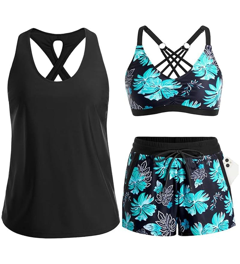 Maren | Conjunto de Tankini-Biquíni e Cover-Up em Três Peças