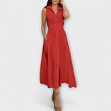 Mira - Vestido Midi de uma só linha com detalhe de laço
