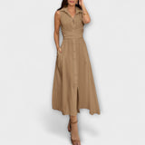 Mira - Vestido Midi de uma só linha com detalhe de laço