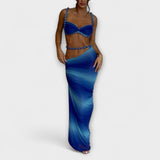 Jane - Crop Top & Saia Overskirt com Gradiente Elegante