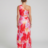 Taya | Vestido Midi com parte superior plissada de um lado