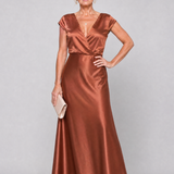 Samouse | Vestido Maxi com Top Envolvente e Mangas Curtas