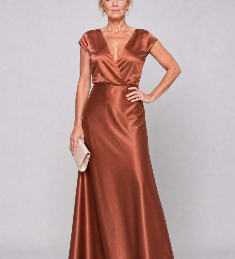 Samouse | Vestido Maxi com Top Envolvente e Mangas Curtas