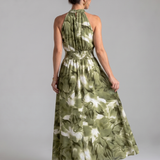 Olivia | Vestido Midi com Cintura Ajustada e Estampado Abstrato