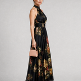 Sior | Vestido Midi com Decote Halter Floral