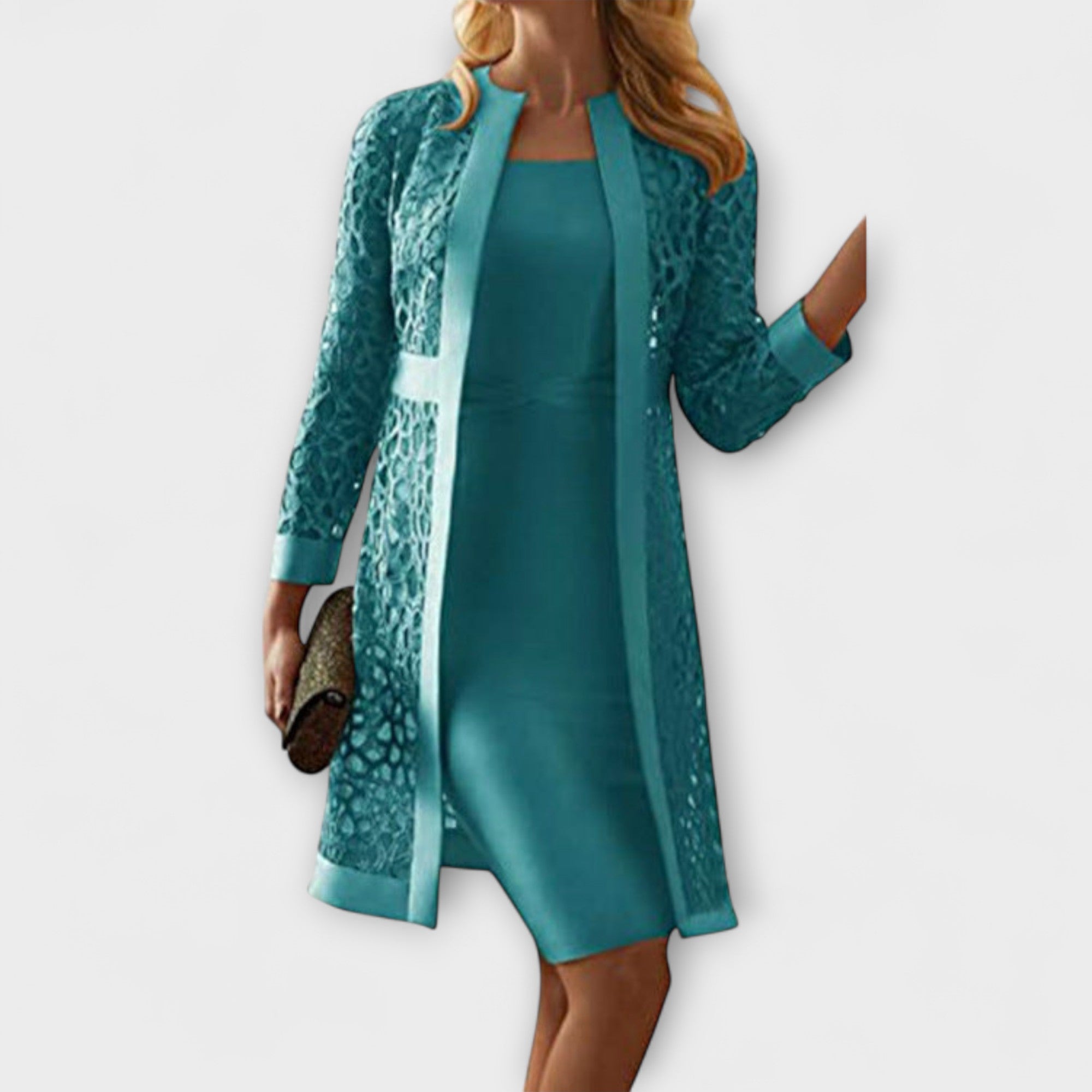 Runa - Elegante Vestido de Renda em Dois Peças