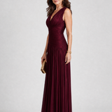 Lemar | Vestido Midi Plissado Sem Mangas com Decote em V