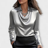Meli - Blusa Brilhante com Gola Pregueada