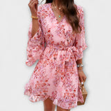 Lina - Vestido Midi Feminino com Padrão de Flores