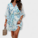 Lina - Vestido Midi Feminino com Padrão de Flores