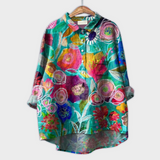 Magdalena - Blusa feminina feita à mão com design floral