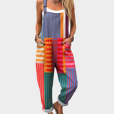 Romy™ | Macacão com patchwork de riscas coloridas