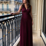 Lemar | Vestido Midi Plissado Sem Mangas com Decote em V