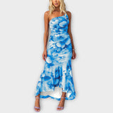 Pia - Vestido maxi com drapeado lateral