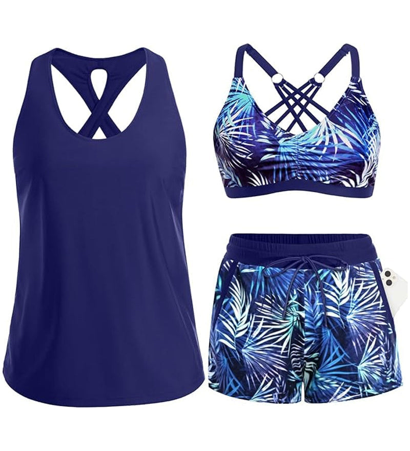 Maren | Conjunto de Tankini-Biquíni e Cover-Up em Três Peças